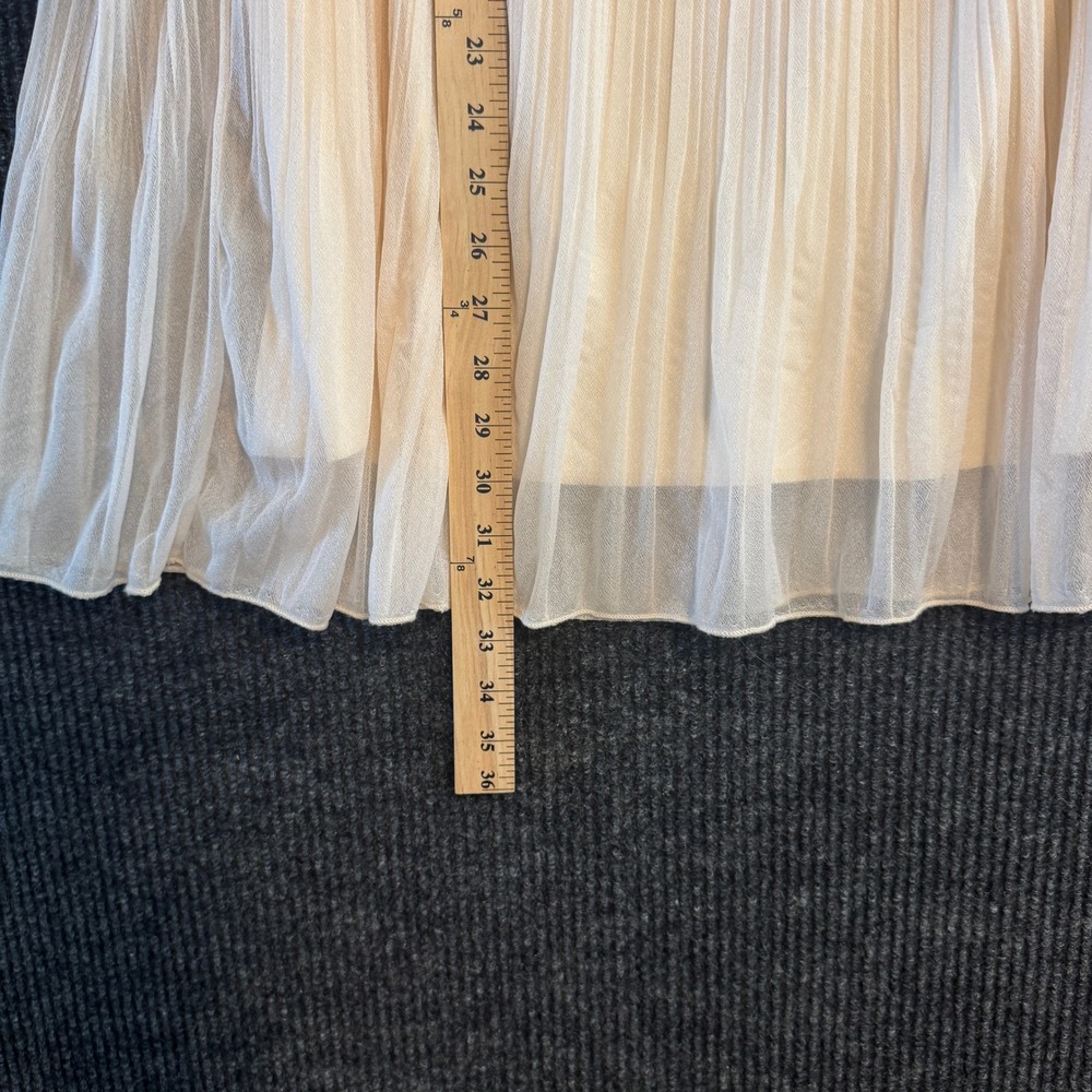 Metrowear Pleated Midi Skirt Womens Large Cream Metallic Waistband Accordion - Picture 9 of 9